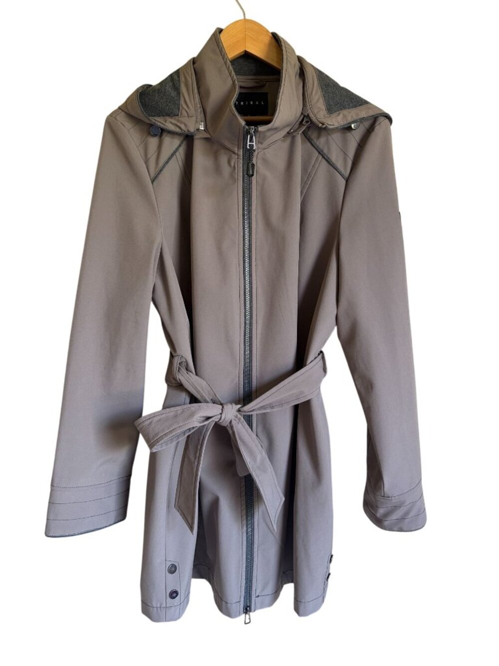 Tribal Gray Softshell Jacket Hooded XL Water Repellant Belted